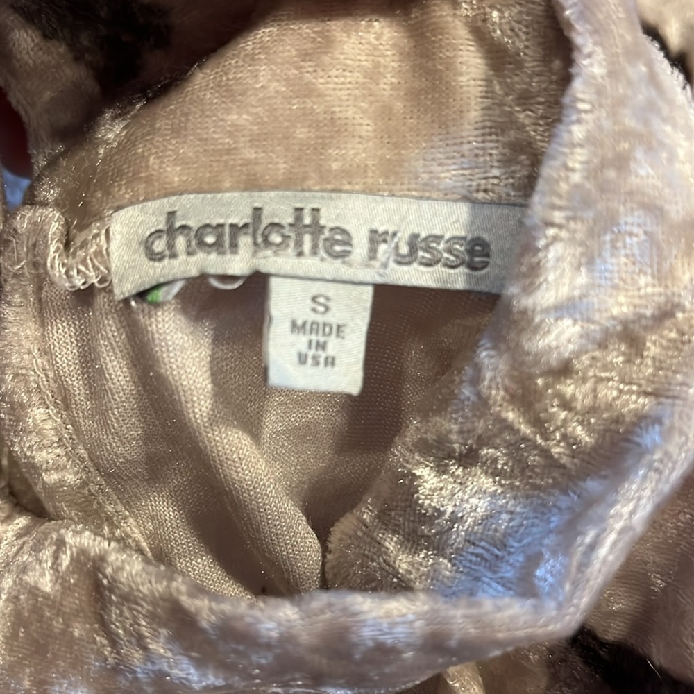 CHARLOTTE RUSSE LONG SLEEVE HIGH NECK ROSE PRINT VELOUR BODYSUIT MULTI SIZE S - Picture 10 of 15
